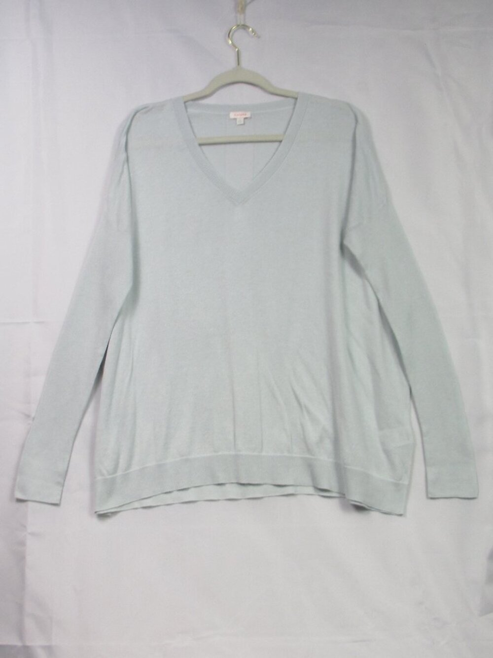 Cuyana Lightweight V Neck Sweater Cotton Silk Cashmere Light Green Italy M